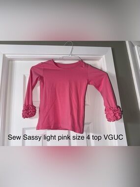 Sew Sassy Pink Ruffle Cuff Long Sleeve Tee for Kids